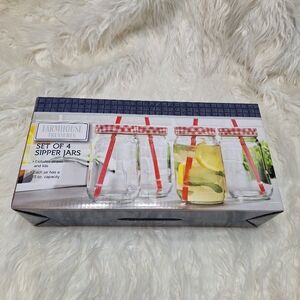 Farmhouse Treasures  Glass Jar Drink set of 4